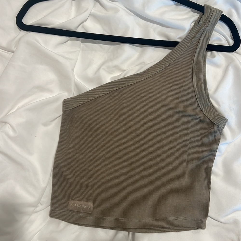 SET ACTIVE basics one shoulder shirt beige